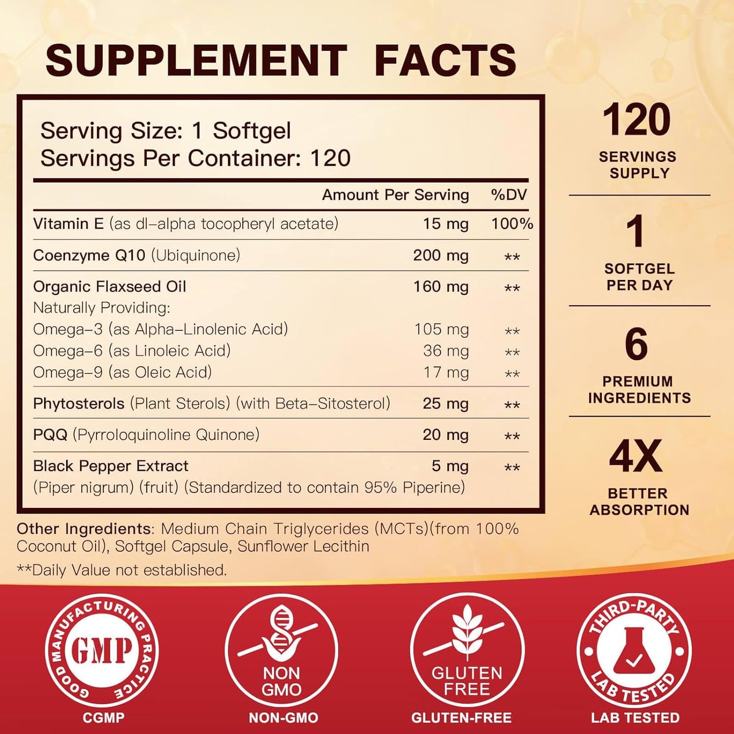 DRFOSTER CoQ10 200 mg + Vit E, Omega 3-6-9, PQQ, Bioperine. High absorption. Max antioxidant, heart support, cellular energy - 120 servings