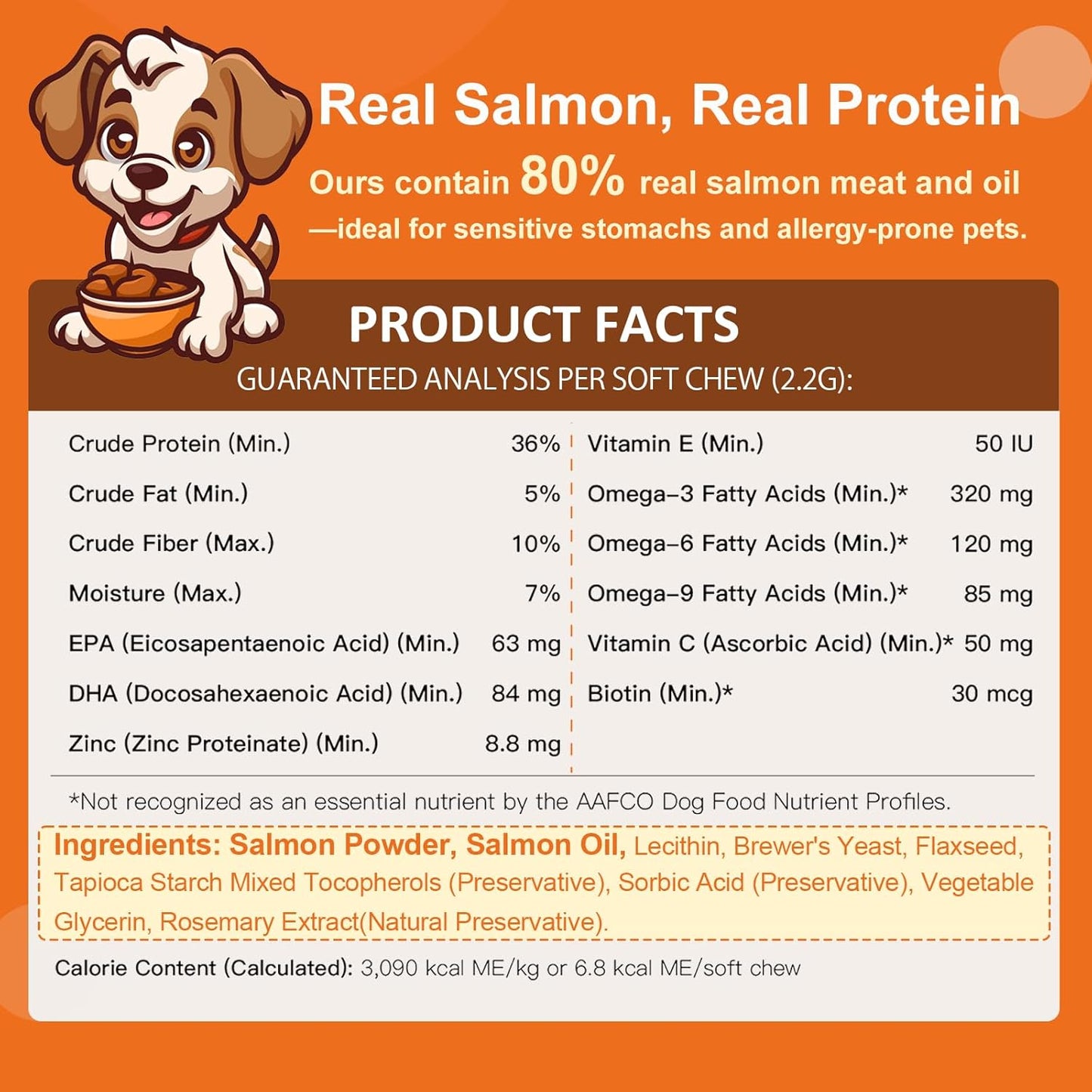 NATURE TARGET Dog Omega-3: 120 chews with omega 3-6-9 (EPA/DHA), zinc, biotin & vitamins E&C. Soothes itchy skin, supports coat & joints.