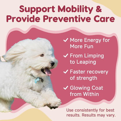 ZEBORA Dog Glucosamine – with chondroitin, MSM, hemp, turmeric, omega-3 & calcium; supports hip, joint, pain relief & skin health – 180 chews