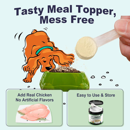 ZEBORA Dog Omega-3 with fish oil, krill & kelp. EPA & DHA support skin, coat, joints & allergies. Reduces itch & shedding - 90 scoops