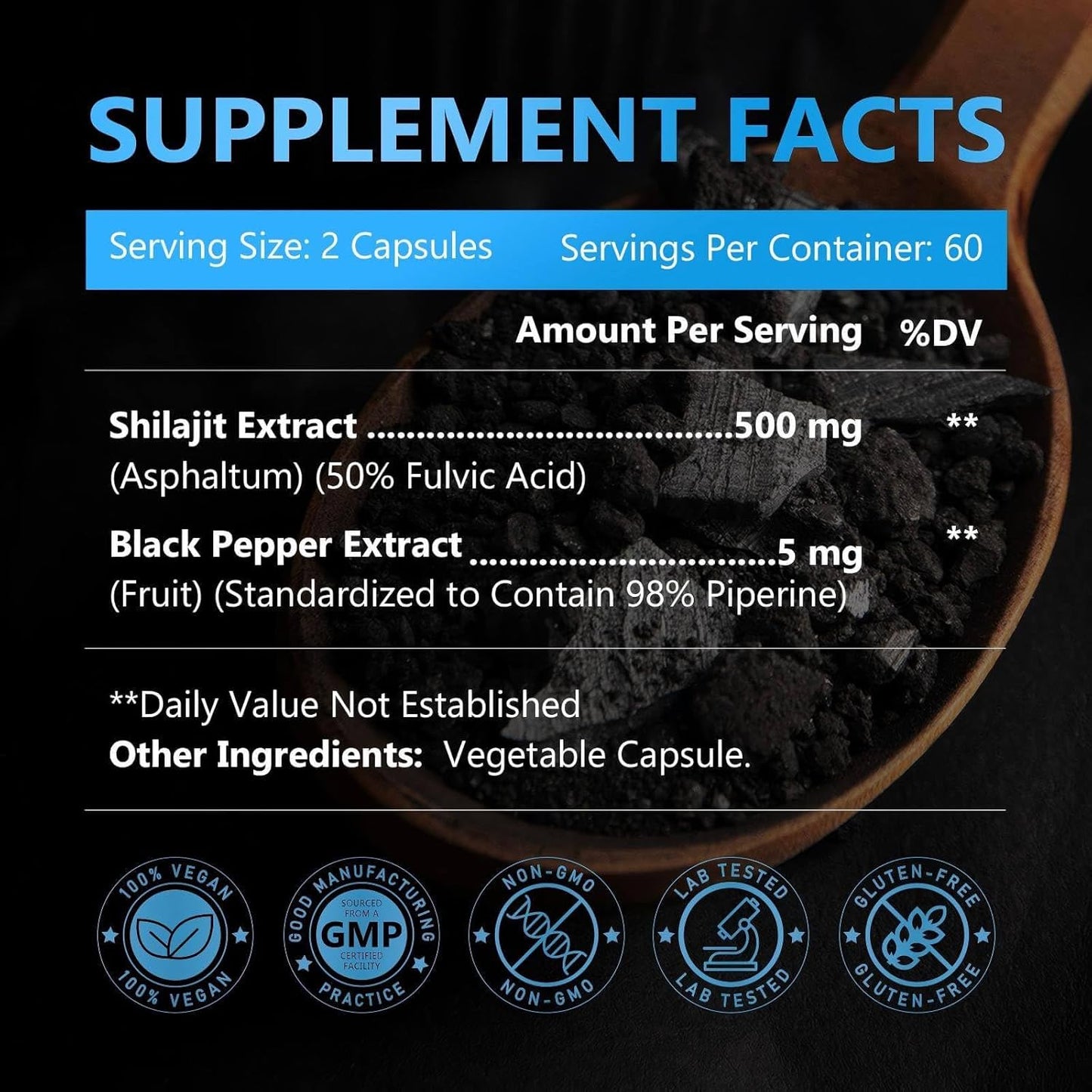 NATURE TARGET Himalayan Shilajit: 500mg Max Potency Fulvic Acid & Trace Minerals for Energy Boost – 120 Capsules