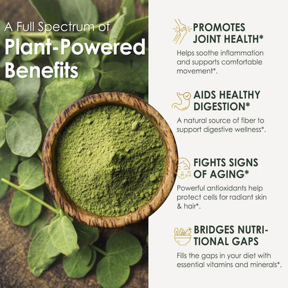 NATURE TARGET Moringa Caps: Boost Energy, Immunity, Joints, Skin—100% Pure Leaf Extract (Vit A,C,E, Ca, K, Fe, 9 Amino Acids, Antioxidants) - 120ct