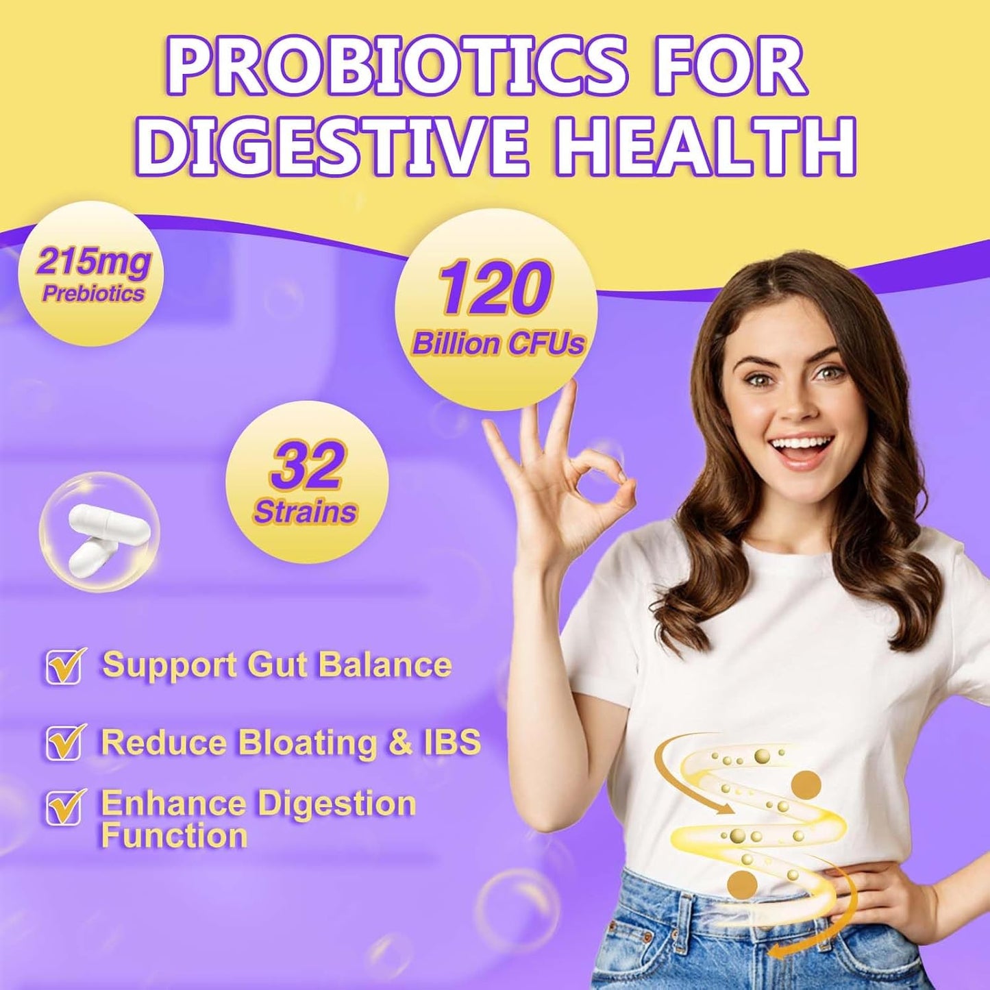 DRFOSTER Probiotics (Women/Men): 120B CFUs, pre/probiotics, D3, Zinc, herbs. Gut health, immunity, detox cleanse - 120 softgels