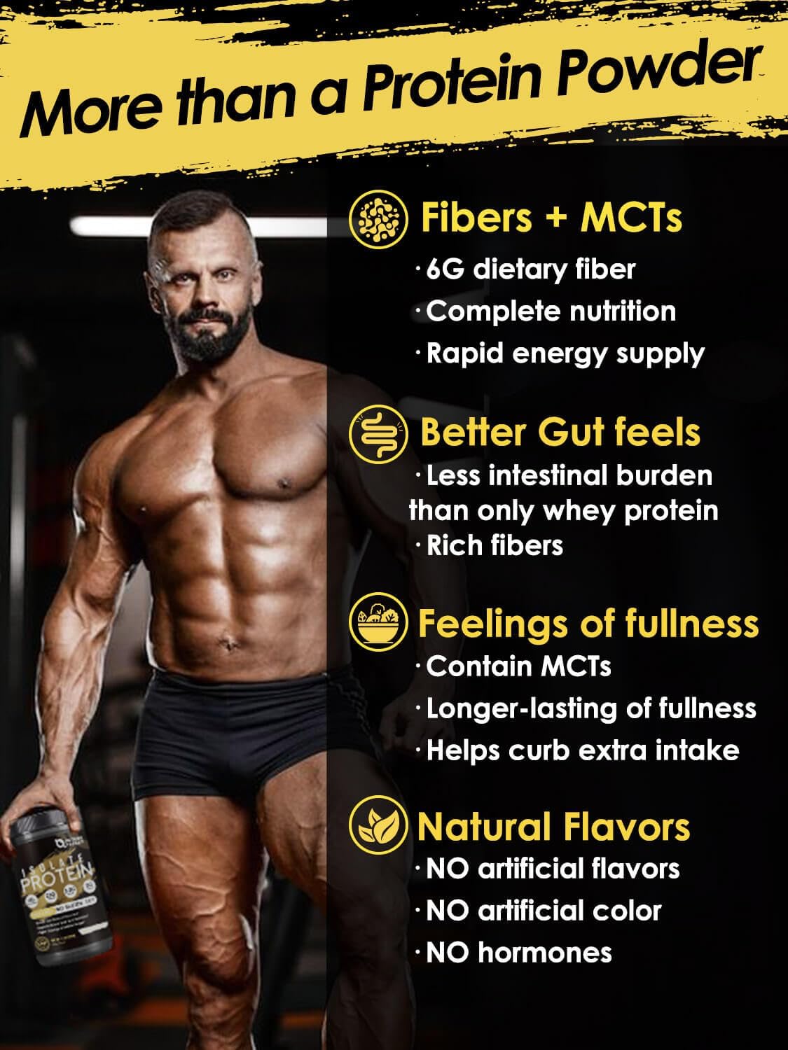 NATURE TARGET Whey Protein: Build Muscle, Aid Recovery, Boost Satiety 25g Protein, 5.5g BCAAs, Grass-Fed Whey, Pea Protein, MCTs - 1.1lb