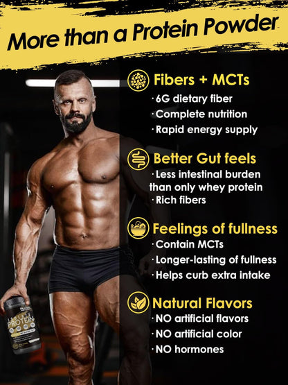 NATURE TARGET Whey Protein: Build Muscle, Aid Recovery, Boost Satiety 25g Protein, 5.5g BCAAs, Grass-Fed Whey, Pea Protein, MCTs - 1.1lb