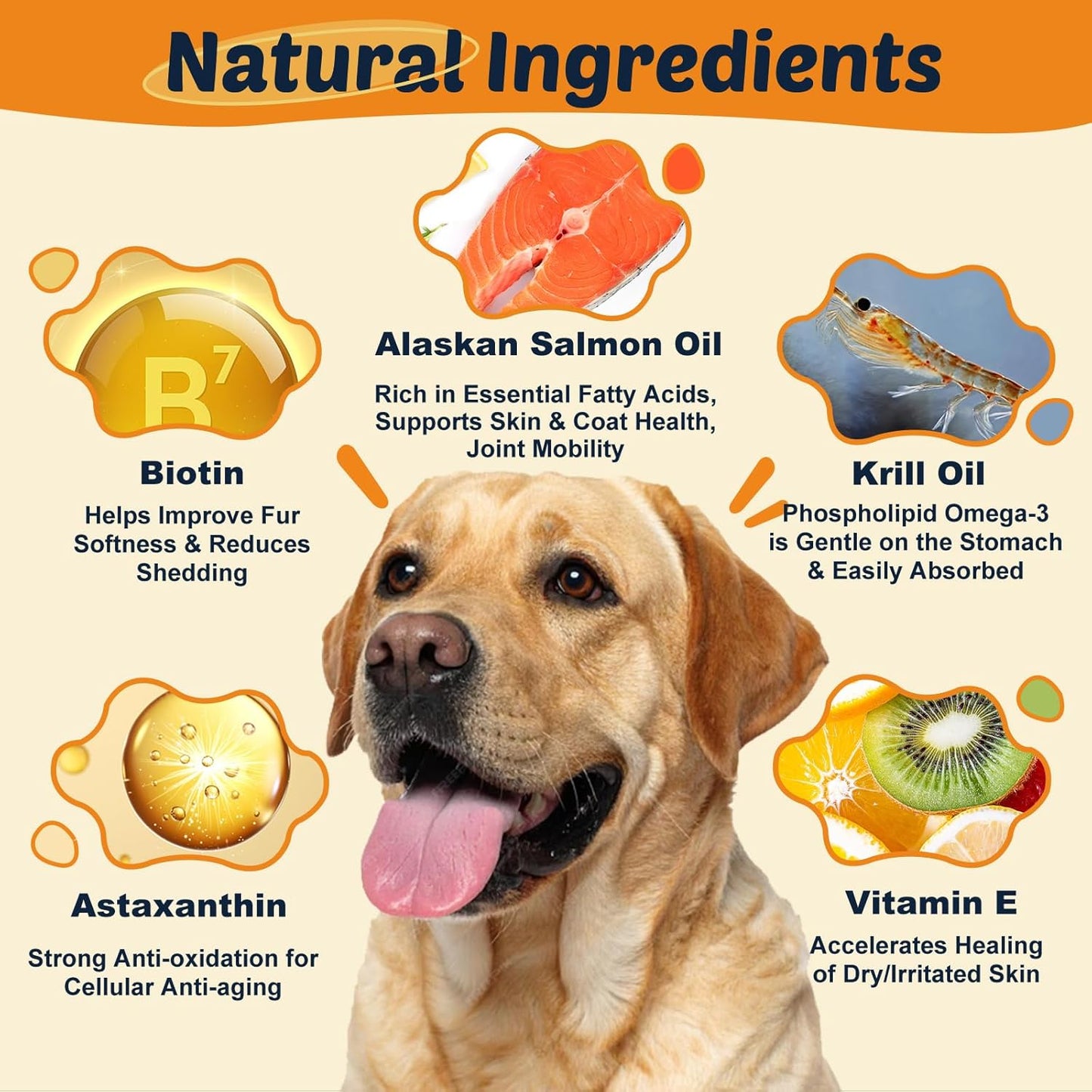 DRFOSTER Omega-3 Fish Oil for Dogs: salmon oil, EPA/DHA, astaxanthin, VitE. Boosts skin, coat, itch/allergy, shedding, hot spots, joints - 120chews