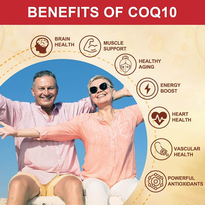 CoQ10 200mg Softgels with Vitamin E & Omega 3-6 -9 & PQQ - High Absorption Coenzyme Q10 with Bioperine | Maximum Antioxidant | Heart Supports & Cellular Energy Production Supplement | 120 Servings