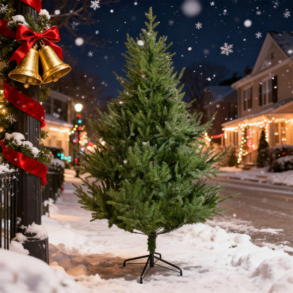 Artificial Christmas Tree - Realistic Green PVC Holiday Tree with Metal Stand for Small Spaces and Easy Assembly