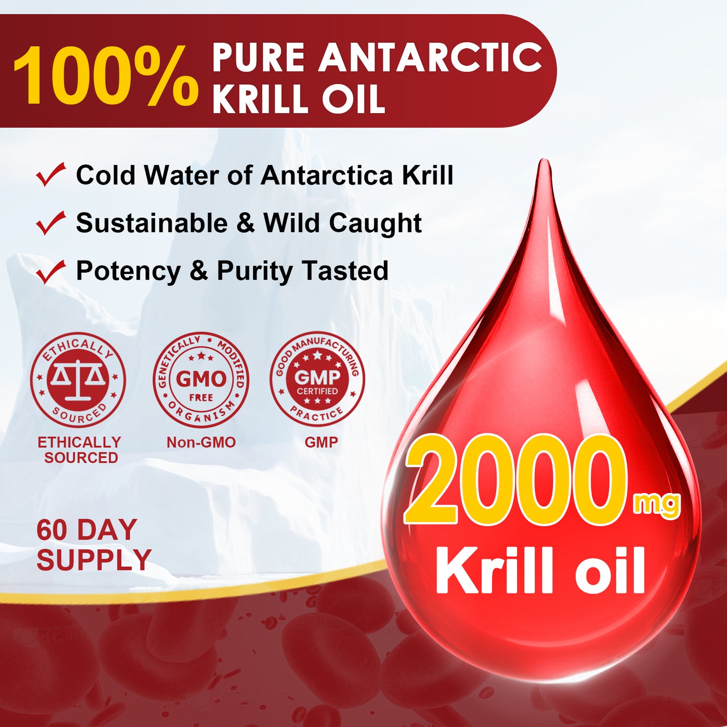 NATURE TARGET Krill Oil 2000 mg with Omega-3 EPA & DHA with Astaxanthin Supplement, Choline - 120 Softgels (60 Servings)