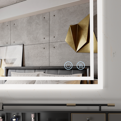 PAIHOME Backlit Bathroom Mirror with Anti-Fog - Dimmable Wall-Mounted Vanity Mirror with 3 Color Temperatures and Memory Function