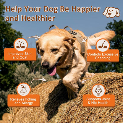 NATURE TARGET Dog Omega-3: 120 chews with omega 3-6-9 (EPA/DHA), zinc, biotin & vitamins E&C. Soothes itchy skin, supports coat & joints.