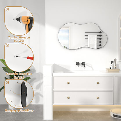 Irregular Wavy Wall Mirror – Asymmetrical Shape, HD Reflection, Modern Decor for Bedroom, Bathroom, Living Room