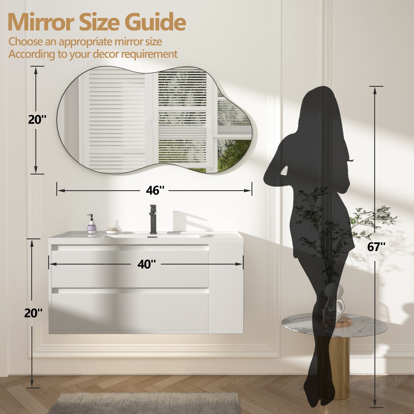 Irregular Wavy Wall Mirror – Asymmetrical Shape, HD Reflection, Modern Decor for Bedroom, Bathroom, Living Room