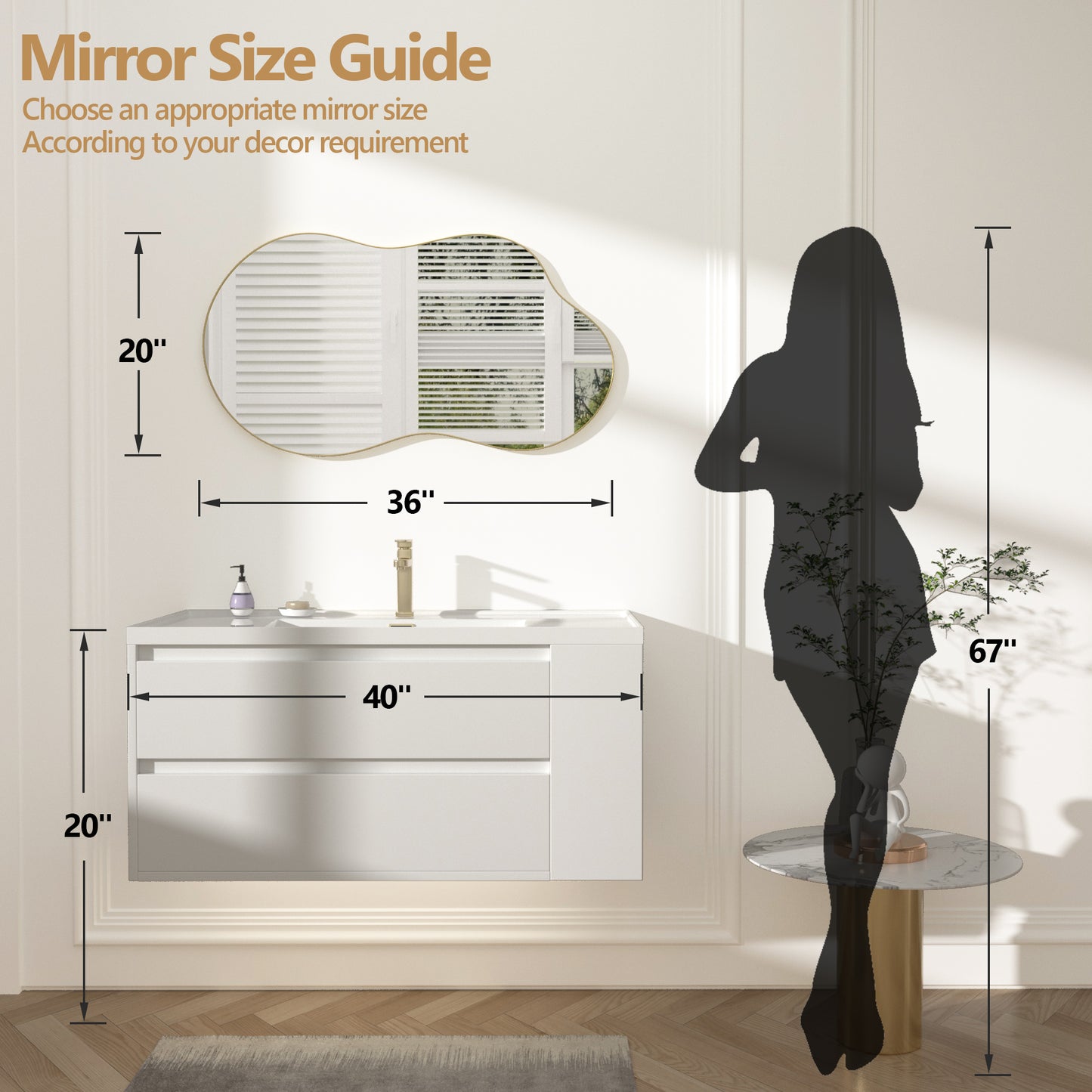 Irregular Wavy Wall Mirror – Asymmetrical Shape, HD Reflection, Modern Decor for Bedroom, Bathroom, Living Room