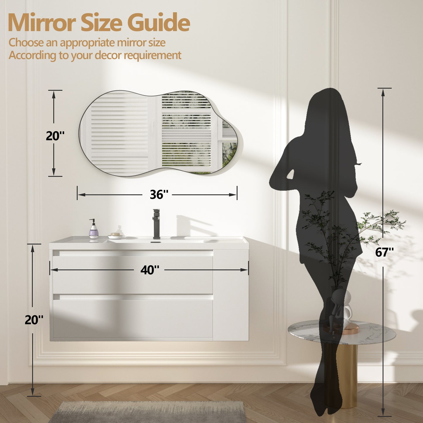 Irregular Wavy Wall Mirror – Asymmetrical Shape, HD Reflection, Modern Decor for Bedroom, Bathroom, Living Room