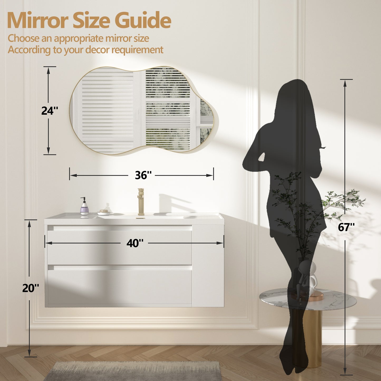 Irregular Wavy Wall Mirror – Asymmetrical Shape, HD Reflection, Modern Decor for Bedroom, Bathroom, Living Room