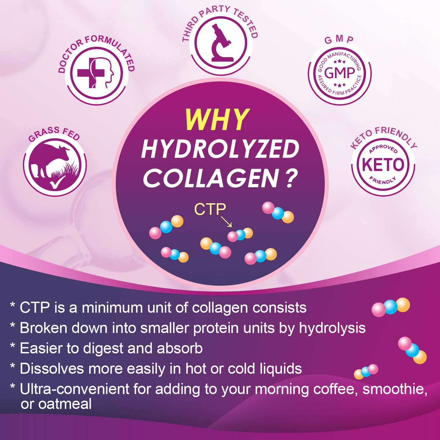 NATURE TARGET Multi Collagen Peptides Powder - Type I, II, III, V, X - Hydrolyzed Collagen Peptides with Vitamin C Hyaluronic Acid - 50 Servings