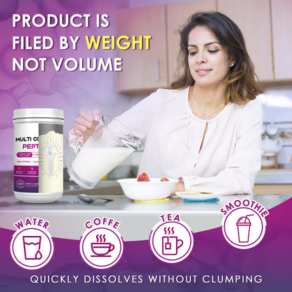 NATURE TARGET Multi Collagen Peptides Powder - Type I, II, III, V, X - Hydrolyzed Collagen Peptides with Vitamin C Hyaluronic Acid - 50 Servings