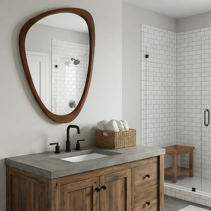 Organic Teardrop Mirror, Irregular Decorative Mirror -  PAIHOME: Modern Style, Solid Wood Frame, HD Tempered Glass