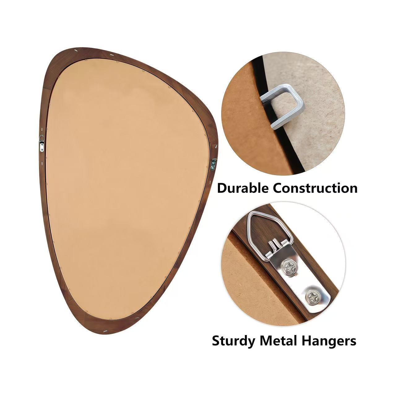 Organic Teardrop Mirror, Irregular Decorative Mirror -  PAIHOME: Modern Style, Solid Wood Frame, HD Tempered Glass