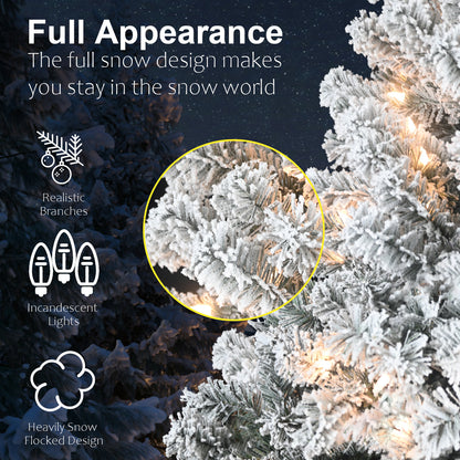 PAIHOME Flocked Christmas Tree – Snowy Artificial Holiday Tree and Sturdy Metal Stand for Home, Office, or Apartment Decoration