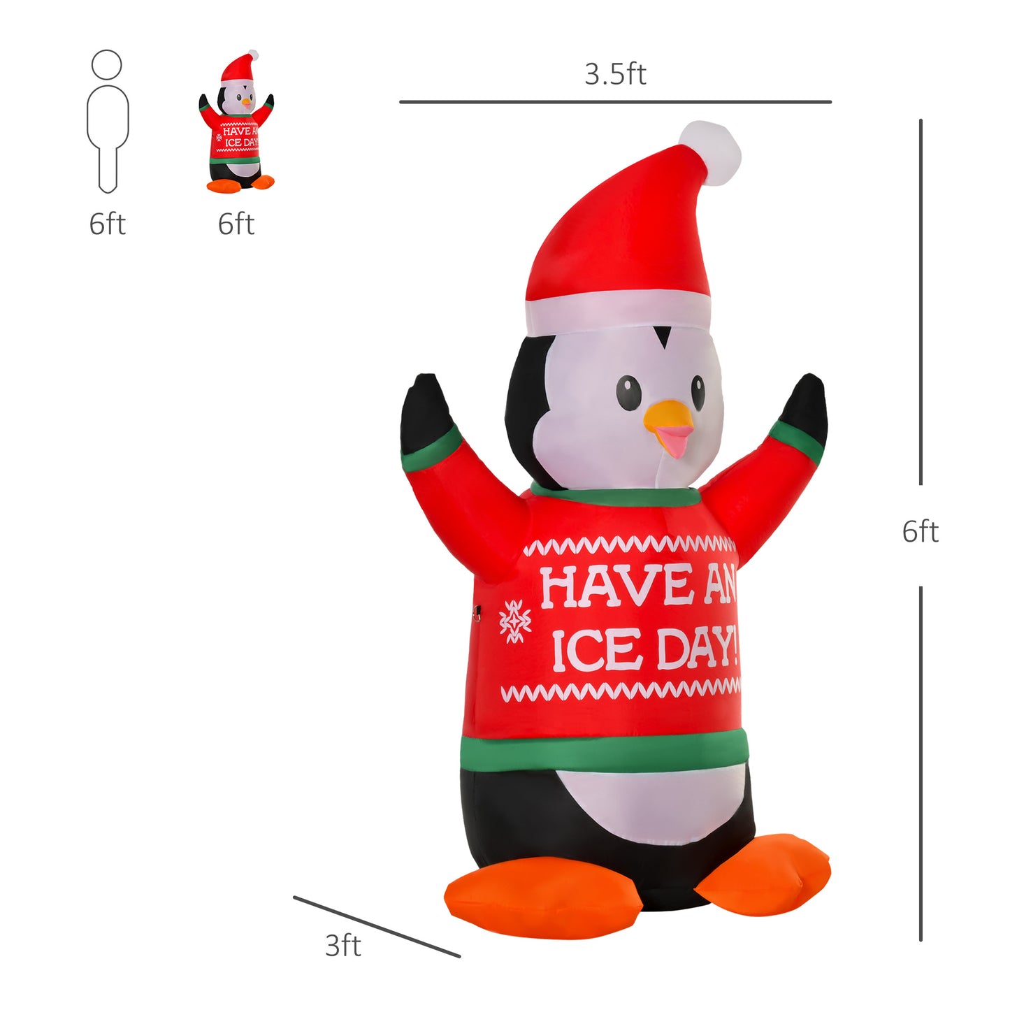 Christmas Inflatables Outdoor Decorations Penguin Wearing Christmas Sweater, Blow-Up Yard Christmas Decor with LED Lights Display