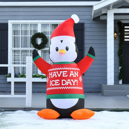 Christmas Inflatables Outdoor Decorations Penguin Wearing Christmas Sweater, Blow-Up Yard Christmas Decor with LED Lights Display