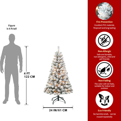 PAIHOME Flocked Christmas Tree – Snowy Artificial Holiday Tree and Sturdy Metal Stand for Home, Office, or Apartment Decoration