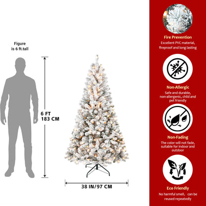 PAIHOME Flocked Christmas Tree – Snowy Artificial Holiday Tree and Sturdy Metal Stand for Home, Office, or Apartment Decoration