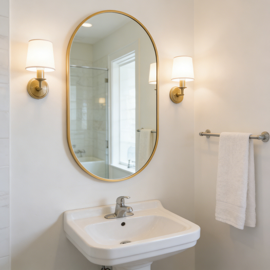 20" × 28" Arched Sleek Bathroom Mirror, Modern Capsule-Shaped Wall Mirror -PAIHOME