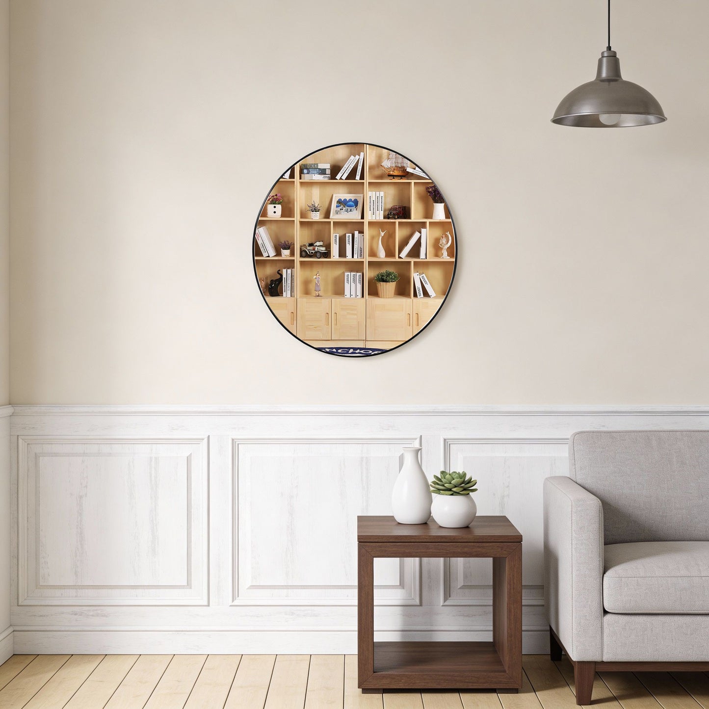 16" x 16" Round Aluminum Alloy Bathroom Vanity Mirror, Wall-Mounted Decorative Circle Mirror - PAIHOME
