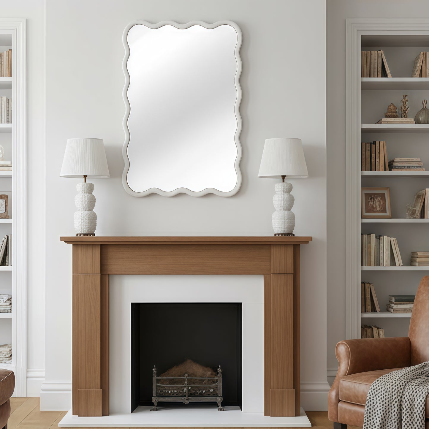 Wavy Edge Wall Mirror, 24" x 36" Irregular Solid Wood Frame - PAIHOME: Bohemian Style, HD Glass, Wall Mount