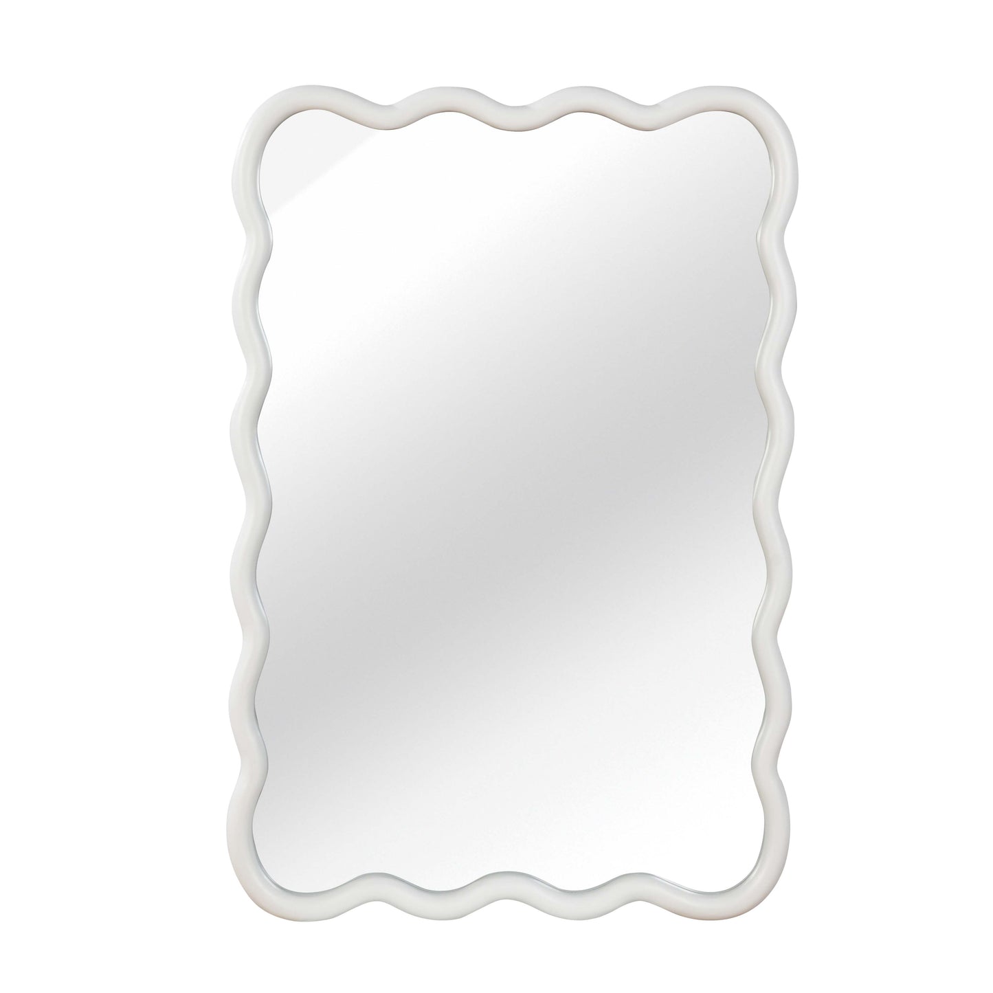 Wavy Edge Wall Mirror, 24" x 36" Irregular Solid Wood Frame - PAIHOME: Bohemian Style, HD Glass, Wall Mount