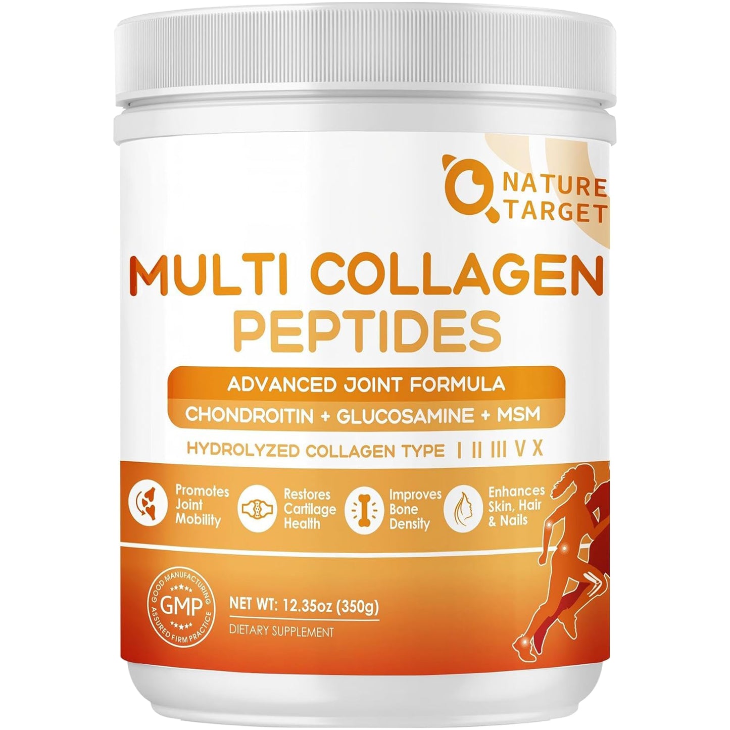 Multi-Collagen-Peptides-Powder for Joint Support, Hydrolyzed Collagen for Women Men with MSM + GC, Type I II III V X Collagen for Skin Hair & Nail, Non-GMO - 35 Servings