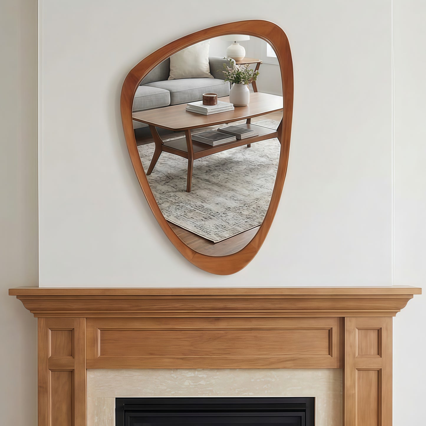 Organic Teardrop Mirror, Irregular Decorative Mirror -  PAIHOME: Modern Style, Solid Wood Frame, HD Tempered Glass