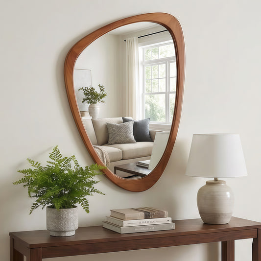 Organic Teardrop Mirror, Irregular Decorative Mirror -  PAIHOME: Modern Style, Solid Wood Frame, HD Tempered Glass