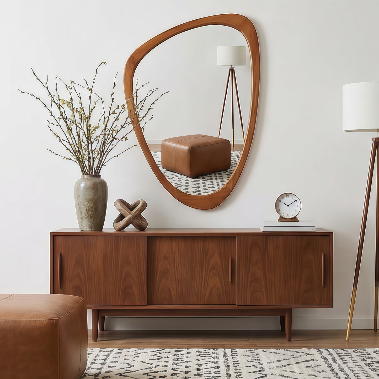 Organic Teardrop Mirror, Irregular Decorative Mirror -  PAIHOME: Modern Style, Solid Wood Frame, HD Tempered Glass