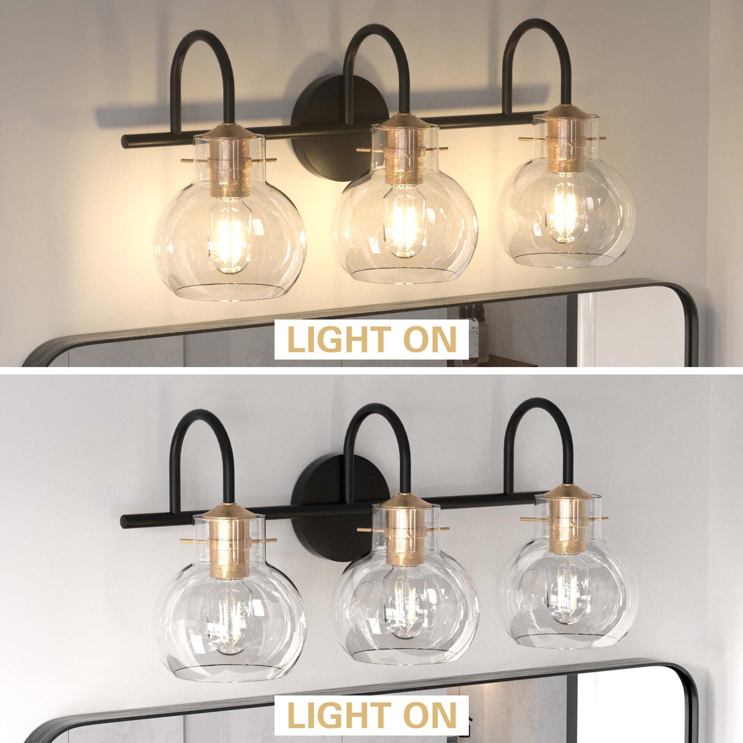 PAIHOME Vanity Wall Sconce, Wall Lights with Globe Glass Shade for Bedside, Rustic Bathroom Light Fixtures over Mirror, E26 Base