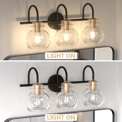 PAIHOME Vanity Wall Sconce, Wall Lights with Globe Glass Shade for Bedside, Rustic Bathroom Light Fixtures over Mirror, E26 Base