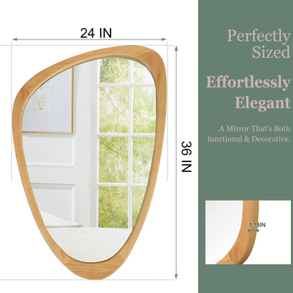 Organic Teardrop Mirror, Irregular Decorative Mirror -  PAIHOME: Modern Style, Solid Wood Frame, HD Tempered Glass