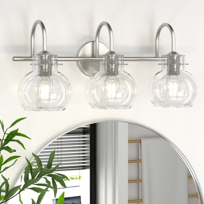 PAIHOME Wall Lights, Vanity Wall Sconce with Clear Glass Globe for Bedside, Living Room, Modern Bathroom Light Fixtures over Mirror