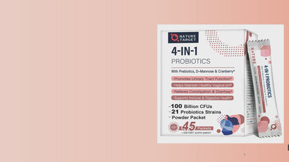 NATURE TARGET Women 4 in 1 Probiotics 100Billion CFU with D-Mannose and Cranberry -45packets