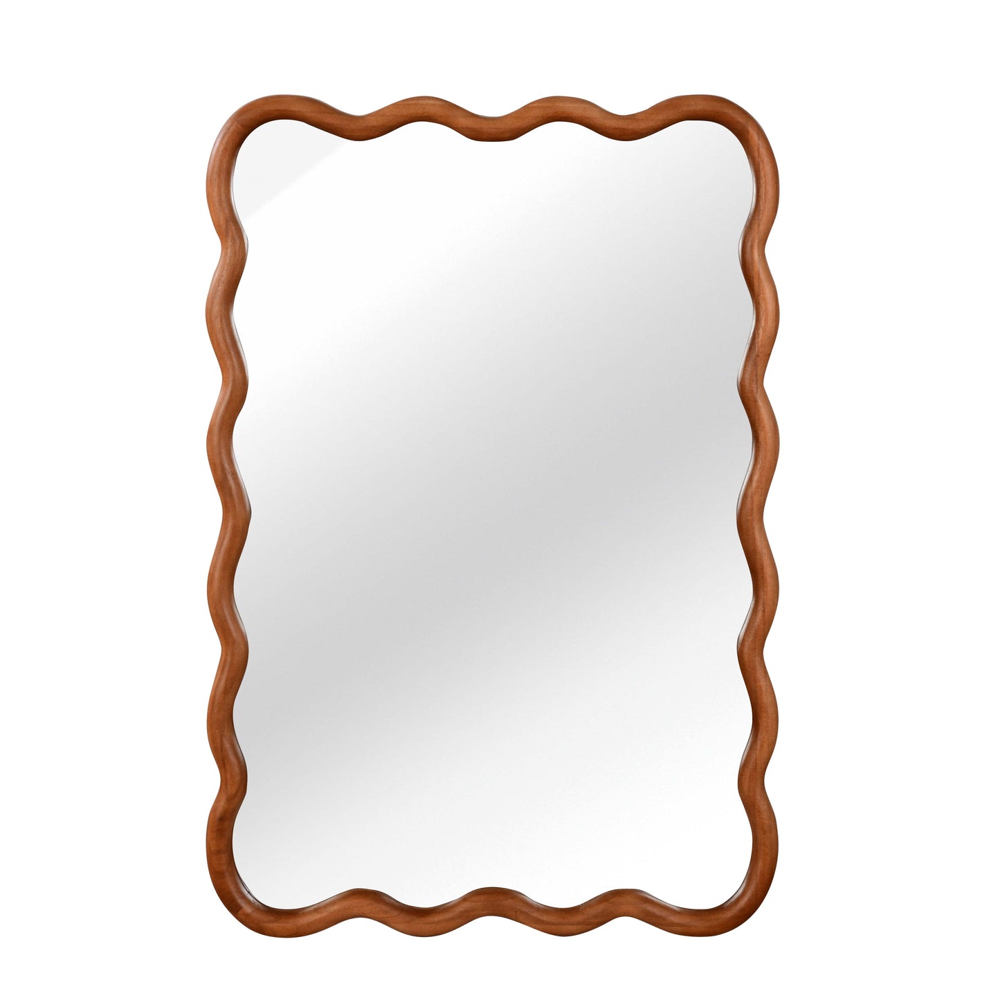 Wavy Edge Wall Mirror, 24" x 36" Irregular Solid Wood Frame - PAIHOME: Bohemian Style, HD Glass, Wall Mount