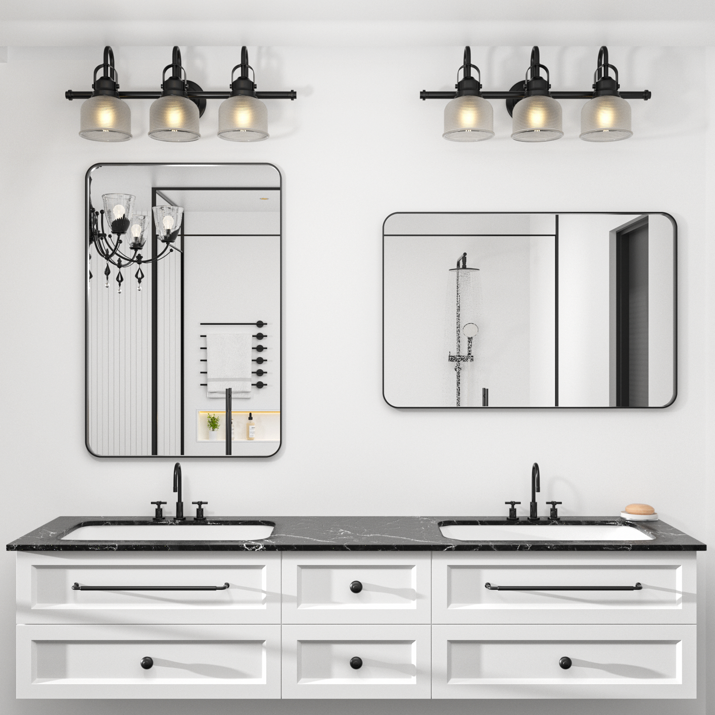 PAIHOME Rectangular Bathroom Mirrors with Rounded Corners, Modern Stainless Steel Frame Bedroom Mirrors for Wall, Distortion-Free Vanity Mirrors