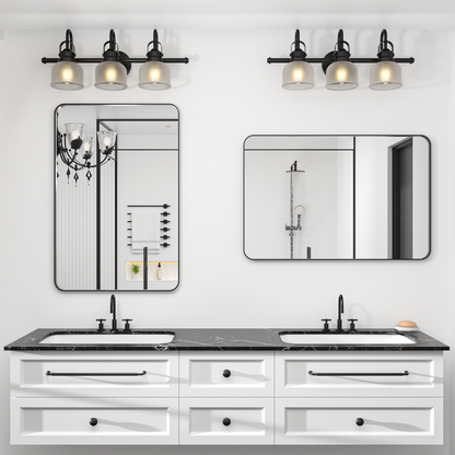 PAIHOME Rectangular Bathroom Mirrors with Rounded Corners, Modern Stainless Steel Frame Bedroom Mirrors for Wall, Distortion-Free Vanity Mirrors