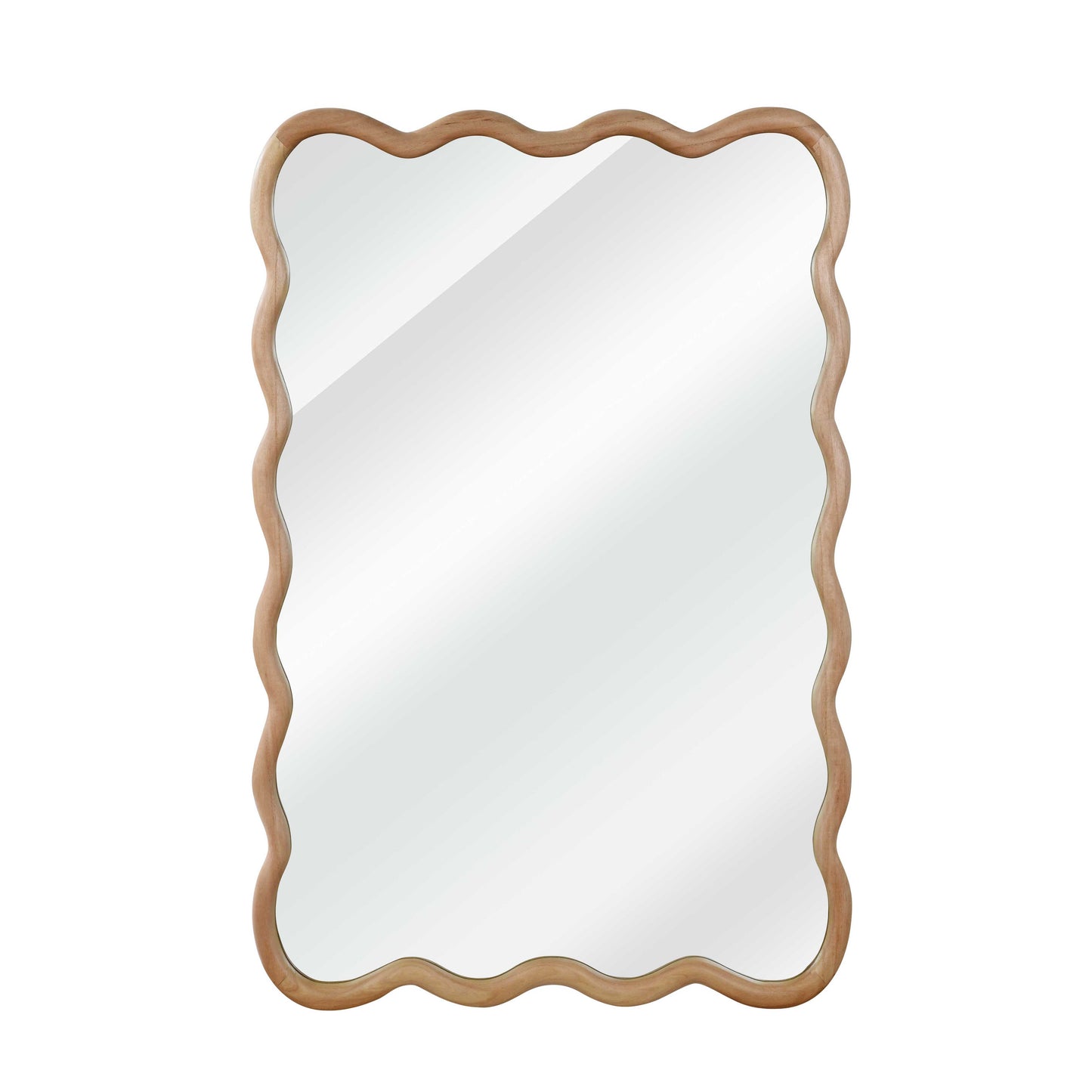 Wavy Edge Wall Mirror, 24" x 36" Irregular Solid Wood Frame - PAIHOME: Bohemian Style, HD Glass, Wall Mount